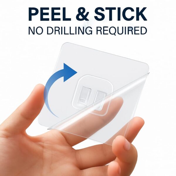 Transparent-Self-Adhesive-Wall-Hooks-20-Pieces-–-Heavy-Duty-Clear-Sticky-Hooks-for-Bathroom-Kitchen-Door-Wall-–-Waterproof-No-Drill-Strong-Adhesive-Hook-Set.jpg Transparent Self Adhesive Wall Hooks (20 Pieces) – Heavy Duty Clear Sticky Hooks for Bathroom, Kitchen, Door & Wall – Waterproof No Drill Strong Adhesive Hook Set