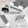 Tukzer Foldable & Portable Desktop Telescopic Smartphone Tablet Table Stand with Adjustable Height, Angle & Silicone Pad Supports Upto 11 Inch(27cm) Tab for Android & Mobile (White)