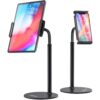 Tukzer Professional Desktop Tablet Stand Mobile Holder with Flexible Arm, Tukzer Professional Desktop Tablet Stand Mobile Holder with Flexible Arm, 360° Swivel & Height Adjustament| Anti-Skid Sturdy & Heavy Metal Base for 4.7 to 11-Inch Tablet, iPad & Smartphone (Black)