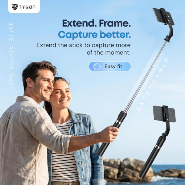 Tygot T9 3-in-1 Selfie Stick Tripod with Wireless Bluetooth Remote & 360° Rotation, Extendable up to 67 Inch (170CM), Portable, Lightweight Stand for Mobile & Action Cameras