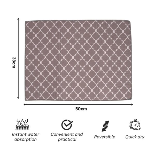 U & U UNIQUE UTILITIES Microfiber Dish Drying Mat (50 x 38 cm) | Kitchen Mat for Counter | Quick Dry Water Absorbent Mat | Placemat for Dish Drying | Super Draining Mat for Kitchen (Grey)