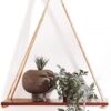 UHUD CRAFTS Hanging Shelves - Adjustable Rope Hanging Shelf, Wall Hanging Decor, Lightweight, Premium Wooden Shelf, Hanging Plant Shelf for Bedroom and Living Room (1 Pcs)