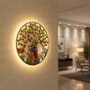 UNKAR EXPORTS INDIA LED Backlit Radha Krishna Metal Wall Art - Tree of Life Wall Decor with Lights - Indian Home Decor for Living Room Bedroom Pooja Room - Premium Gift (24X24 INCHES)