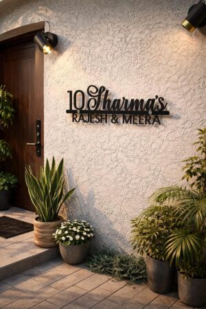 UNKAR EXPORTS INIDA Customizable Metal Name Plate for Home Entrance | Personalized 3D Laser Cut Nameplate for House Door | Outdoor Indoor Wall Decor | Stylish Family Name Sign
