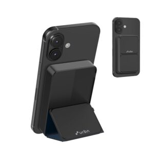 URBN 10000 Mah Stand Magsafe Power Bank with Stand | URBN 10000 Mah Stand Magsafe Power Bank with Stand | 15W Fast Wireless Charging |Strong Magnetic Hold | USB Type-C Input/Output | Pass Through Charging | Magtag Ring Included | (Black) -USB Type C