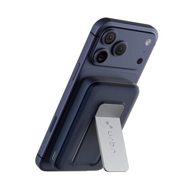 URBN 10000mAh Frost MagSafe Power Bank with Built-in Stand | URBN 10000mAh Frost MagSafe Power Bank with Built-in Stand | 15W Magnetic Wireless Charging | 20W USB-C PD Fast Charging | Ultra Compact | Pass-Through Charging | MagTag Ring | (Blue)