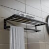 USF Bath Accessories Towel Rack 24 Inch,304 Stainless Steel Bathroom Towel Hanger Wall Mounted,Towel Rack Stand for Bathroom,Cloth Hanger for Washbasin,Bathroom Accessories(Black Finish)
