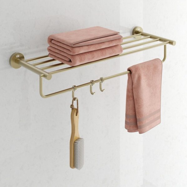 USF Bath Accessories Towel Rack Hanger and Holder for Bathroom/Quality Tested 304 Stainless Steel Towel Rack Bathroom Accessories (Black, 24 Inches, Pack of 1) (Round)