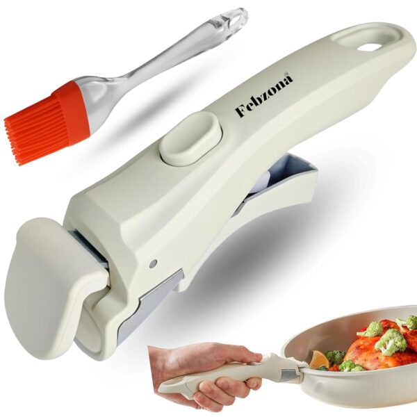 Universal Pot Handle - Detachable Holder for Cookware, Hot Utensil Vessel Pan Holder - White