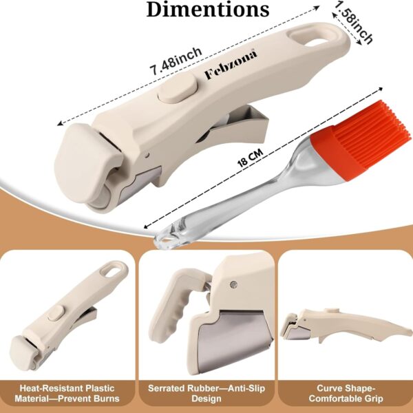 Universal Pot Handle - Detachable Holder for Cookware, Hot Utensil Vessel Pan Holder - White