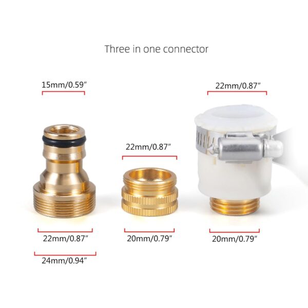 Universal Tap Connector,2 in 1 Faucet Connecter Adapter,Alloy Material Pipe Connector for Tap 3/4 & 1/2 Inch,Quick Connection to Car Wash Spray Gun,Garden Water Hose Accessories for Gardening, Kicthen