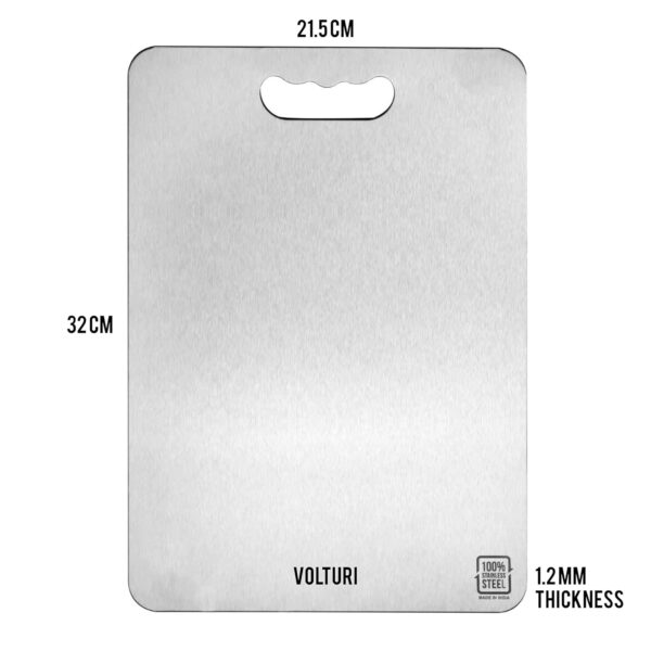 VOLTURI-304-Stainless-Steel-Chopping-Board-32-x-21.5-cm-Upgraded-to-Surgical-Level-Hygiene-Food-Grade-Non-Porous-Rustproof-Heat-Resistant-Heavy-Duty-Cutting-Board-Built-for-Daily-Indian-Cooking.jpg VOLTURI 304 Stainless Steel Chopping Board (32 x 21.5 cm), Upgraded to Surgical-Level Hygiene, Food-Grade, Non-Porous, Rustproof, Heat Resistant Heavy-Duty Cutting Board Built for Daily Indian Cooking