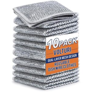 VOLTURI Non Scratch Wire Dish Cloth (Pack of 10), Steel VOLTURI Non Scratch Wire Dish Cloth (Pack of 10), Steel Scrubber for Utensils Cleaning, Multipurpose Wet and Dry Cleaning, Stainless-Steel Dish Wash Scrubber for Washing Dishes, Sinks, Counters