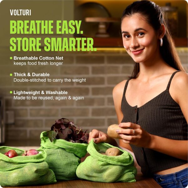 VOLTURI-Reusable-Vegetable-Storage-Bags-Set-6-pcs-–-Breathable-100-Cotton-Mesh-for-Fridge-Keeps-Veggies-Fresh-Longer-Prevents-Excess-Moisture-Drying-Eco-Friendly-Washable-Produce-Bags.jpg VOLTURI Reusable Vegetable Storage Bags Set (6 pcs) – Breathable 100% Cotton Mesh for Fridge, Keeps Veggies Fresh Longer, Prevents Excess Moisture & Drying, Eco-Friendly, Washable Produce Bags