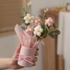 VRB Dec 1pcs Artificial Crochet Flower Bouquet/Artificial Flowers Bunch/Crochet Flowers Bouquet/Crochet Flowers/Flowers Bouquet Gift for Girls Home Decor,Gifting,etc. (Pink Daisy Bouquet)