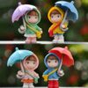 VRB Dec 4 Pcs Miniature Showpiece Set for Home Decor,Car Dashboard,Valentine,Living Room,Gifts Figurines,Cake Decoration Items,Figurines for Home Decor. (4 Pcs Open Umbrella Miniature)
