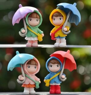 VRB Dec 4 Pcs Miniature Showpiece Set for Home Decor,Car Dashboard,Valentine,Living Room,Gifts Figurines,Cake Decoration Items,Figurines for Home Decor. (4 Pcs Open Umbrella Miniature)