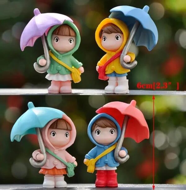 VRB Dec 4 Pcs Miniature Showpiece Set for Home Decor,Car Dashboard,Valentine,Living Room,Gifts Figurines,Cake Decoration Items,Figurines for Home Decor. (4 Pcs Open Umbrella Miniature)