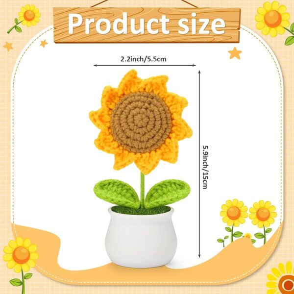 VRB DecTM 1 Pcs Crochet Flowers Artificial Sunflower for Office Desk Car Dashboard Decor,Home Decoration, Office, Bedroom, Christmas Decor, Wedding (Sunflower Pot)