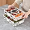 Vasukie Divided Fridge Storage Boxes With 4 Serving Veggie Tray with Lid and Handle, Fridge Organizer with Removable 4 Compartment, Fridge Storage Containers (4 Compartment-1PC)