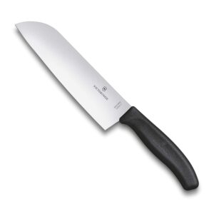 Victorinox Stainless Steel Chef Knife, Swiss Classic, 17 cm Stamped Victorinox Stainless Steel Chef Knife, Swiss Classic, 17 cm Stamped Santoku Knife for Professional and Household Kitchen, Black, Swiss Made
