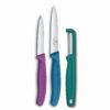 Victorinox Swiss Made Stainless Steel Swiss Classic Paring Knife Kitchen Victorinox Swiss Made Stainless Steel Swiss Classic Paring Knife Kitchen Knife 8,10 cm Straight/Wavy Edge with I-Peeler Set (3 Pcs) Green/Purple/Blue | 6.7116.33C1