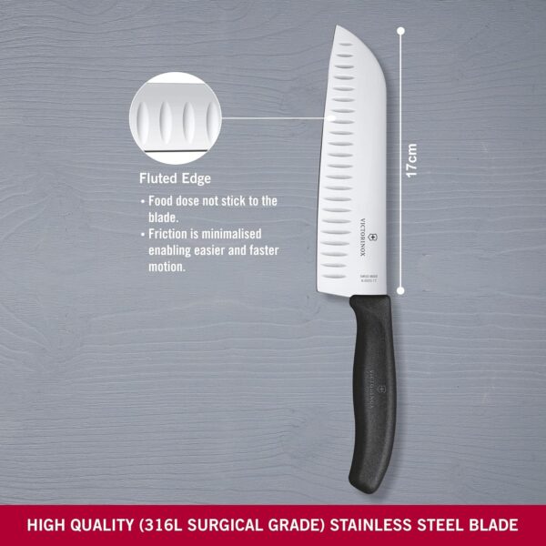 Victorinox-Swiss-Made-Swiss-Classic-Santoku-Knife-17-cm-Straight-Fluted-Black-6.8523.17B.jpg Victorinox Swiss Made Swiss Classic Santoku Knife 17 cm Straight Fluted Black| 6.8523.17B