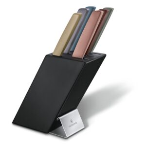 Victorinox Swiss Modern Kitchen Knife Set - 6 Pc Stainless Victorinox Swiss Modern Kitchen Knife Set - 6 Pc Stainless Steel Knives with Storage Block, Multi-Color, Swiss Made