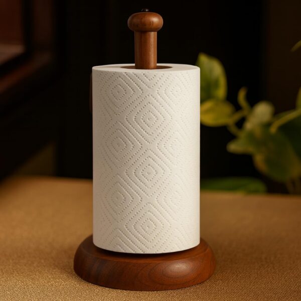 Vintageware® Handcrafted Wooden Kitchen Tissue Paper Roll Stand Holder, Foil Holder (Gem Top) || Kitchen Accessories, Towel Roll Stand Holder, Napkin & Tissue Dispenser Holder Stand (Mango Wood)
