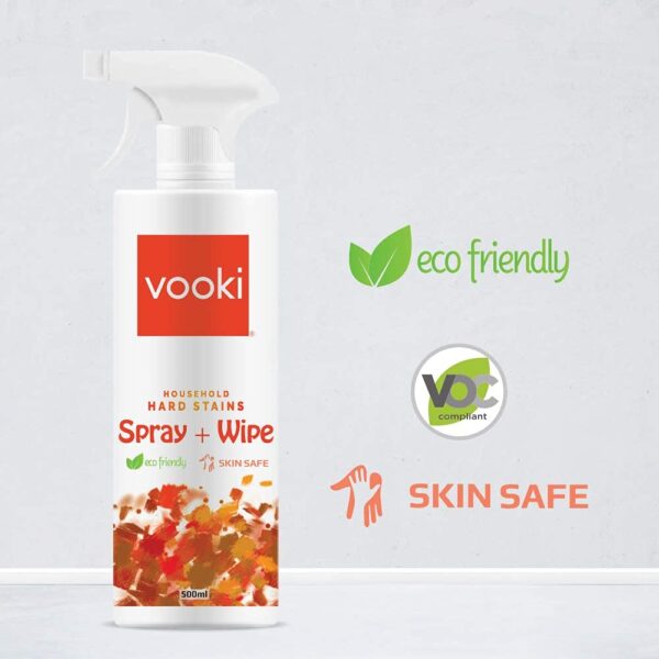 Vooki Eco-Friendly Kitchen Cleaning Spray & Lime Scale Remover Combo for Bathroom, Tap, Hard Water Stains, Gas Stove, Chimney, Tough Grease & Stains, Home and Commercial Use - 500ml (Pack of 2)