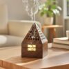 WOOD ART STORE Wooden Pyramid Shape Incense Box Hoder Stand | Wooden Agarbatti Stand with ash Catcher for Home Office | Incense Sticks Holder (Medium)