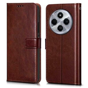 WOW IMAGINE Shock Proof Flip Cover Back Case Cover for Redmi A4 5G | Poco C75 5G | 14C 5G | Poco M7 (Flexible | Leather Finish | Card Pockets Wallet & Stand | Chestnut Brown)