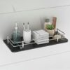 Wall Mount Black Glass Shelf for Bathroom Rack, Glass Shelf for Kitchen, Bathroom Shelf for Wall,Bathroom Racks and Shelves, Bathroom Accessories and Organiser [12X6 INCH] Set-1