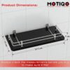 Wall Mount Black Glass Shelf for Bathroom Rack, Glass Shelf for Kitchen, Bathroom Shelf for Wall,Bathroom Racks and Shelves, Bathroom Accessories and Organiser [12X6 INCH] Set-1