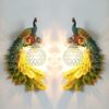 Wall Mounted LED Night Lamp | Wall Mounted Home Decor Item with Light | Resin Wall Decor Items for Living Room & Bedroom | Handicraft Wall Decor Item with Lamp for Decoration (Peacock)