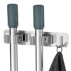 Wall Mounted Mop & Broom Holder with Hooks | Stainless Steel Organizer Rack for Cleaning Tools, Mops, Brooms, Brushes & Accessories | Space Saving Storage for Bathroom, Kitchen [2 piece]