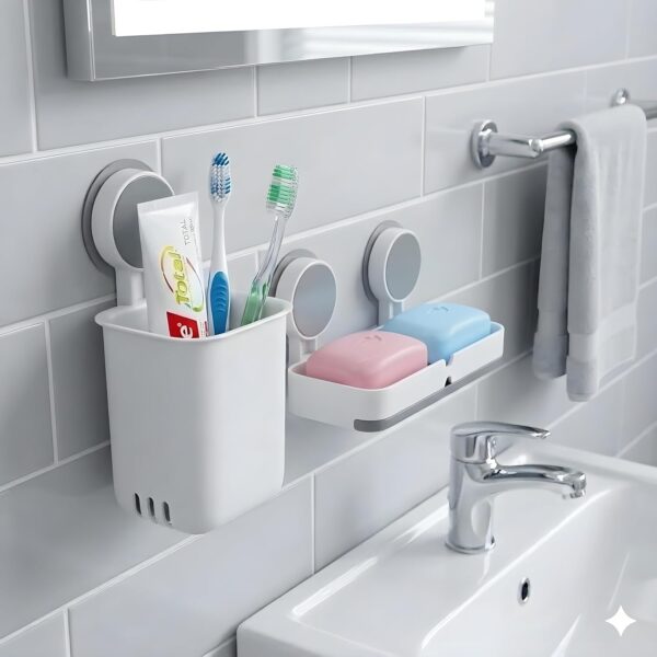 Wall-Mounted-Self-Adhesive-Toothbrush-Holder-with-Plastic-Soap-Holder-Brush-Holder-Soap-Dish-for-Bathroom-Soap-Stand-Toothbrush-HolderTwin-Soap-Dish.jpg Wall Mounted Self Adhesive Toothbrush Holder with Plastic Soap Holder- Brush Holder- Soap Dish for Bathroom- Soap Stand (Toothbrush Holder+Twin Soap Dish)