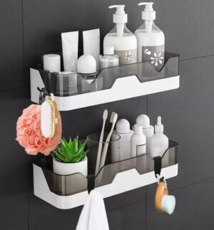 Wall Mounted Shelves for Kitchen and Bathroom Accessories, Modern Spice Racks Washroom Storage Organizer for Condiments, Jars, Seasoning Bottles, Space Saving Wall Storage Set of 1