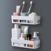Wall Shelves Bathroom Plastic Self-Adhesive Corner Stand Without Drilling Multipurpose Wall Holder Bathroom Storage Rack Shower Rack White(2 PCS Corner)(2 PCS Wall Shelf) Total 4 PCS