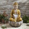 Water Fountain with LED Light, 2 Feet, Indoor Tabletop Waterfall for Home Office Garden (Jarkan)