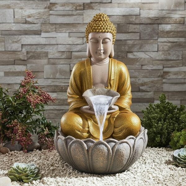 Water Fountain with LED Light, 2 Feet, Indoor Tabletop Waterfall for Home Office Garden (Jarkan)