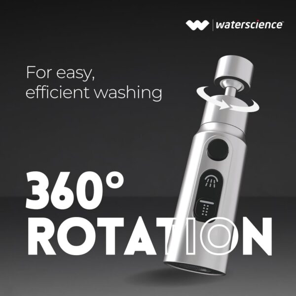 WaterScience Tap Extender for Kitchen Sink - Compact | Upto 70% Water Saving | 360 Degree Rotation, 35 x 35 x 80 Millimeters