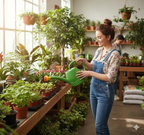 Watering Can (Green 1.8 Litre) Plastic Green Water Can with Sprayer for Plants/Garden | Indoor Outdoor Watering Shower Can | Watering Hand Bottles for Garden | Sprinkler for Plants