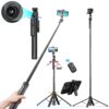 WeCool S8 AI-Powered Selfie Stick for Mobile, Auto Face Tracking Tripod with 360° Auto Rotating Selfie Stick, 64-inch/163 cm Long Aluminum Extension for Mobile & Camera with Quad-Leg Stability.