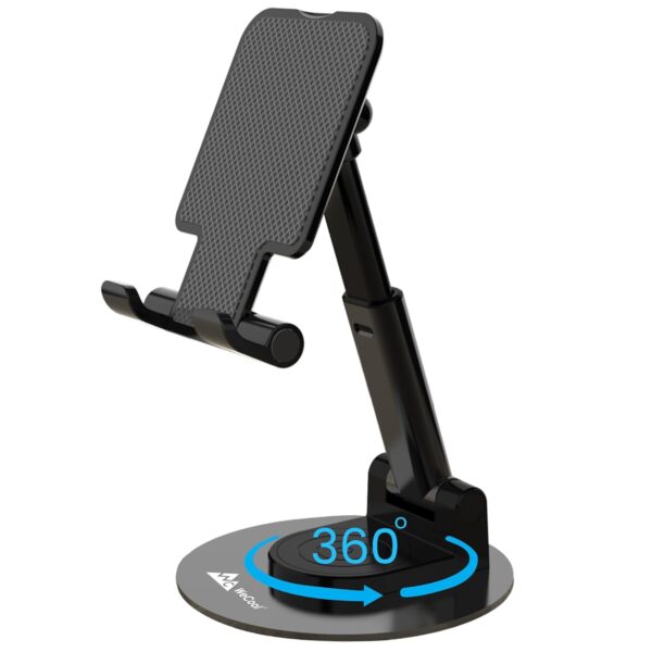 WeCool T1 Mobile Stand for Desk with 360°Rotation & Stable WeCool T1 Mobile Stand for Desk with 360°Rotation & Stable Metalic Round Base,Tabletop Phone Stand with Height & View Angle Adjustment,Portable Phone Holder for Smartphones,Tablets,Kindles & for iPad