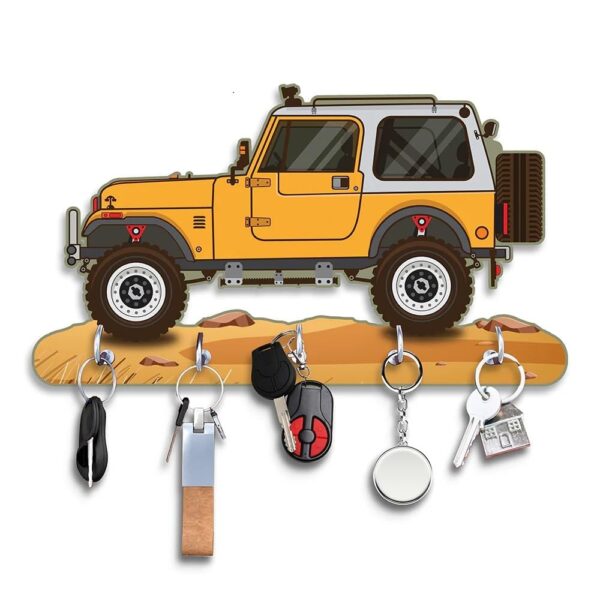 Webelkart Premium HD UV Printed Mahindra Thar Car Shape Designer Webelkart Premium HD UV Printed Mahindra Thar Car Shape Designer Wooden Key Holder Home and Office Decor (11 X 6 Inch, Wood) (Yellow)
