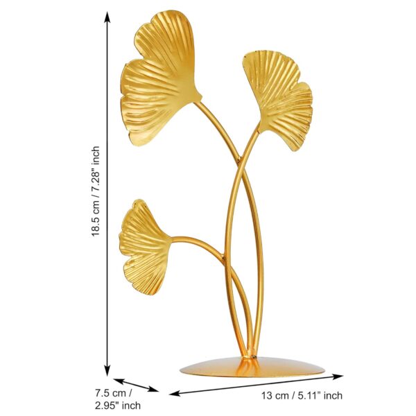 Webelkart Premium Iron Gold Plated 3 Leaf Shape Decoration Table Stand for Home and Living Room Decor - (7.8 inches, Gold)- Decorative Items for Home Decor, Showpiece for Home Decor