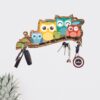 Webelkart Premium 'Owl Family' Decorative Wooden Printed Key Holder for Webelkart Premium 'Owl Family' Decorative Wooden Printed Key Holder for Home Decor Key Hangers Keychain Holder & Key Holder for Wall (25 cm, 6 Hooks)