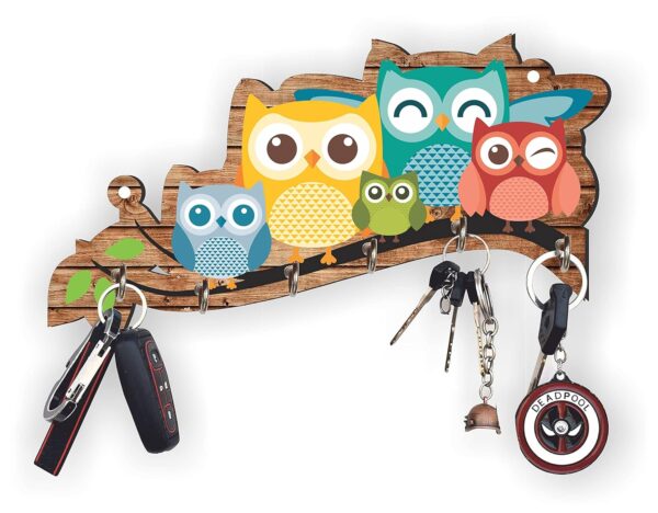 Webelkart-Premium-Owl-Family-Decorative-Wooden-Printed-Key-Holder-for-Home-Decor-Key-Hangers-Keychain-Holder-Key-Holder-for-Wall-25-cm-6-Hooks.jpg Webelkart Premium 'Owl Family' Decorative Wooden Printed Key Holder for Home Decor Key Hangers Keychain Holder & Key Holder for Wall (25 cm, 6 Hooks)