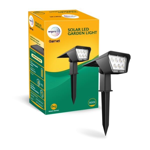 Wipro Garnet Solar Spike Light SG02 | 2 in 1 Modes | Warm White Light | Auto ON(Night) & Off(Day) | Adjustable | IP65 | Outdoor Light for Home, Garden, Walkway, Landscape | Easy Installation | Pk 1